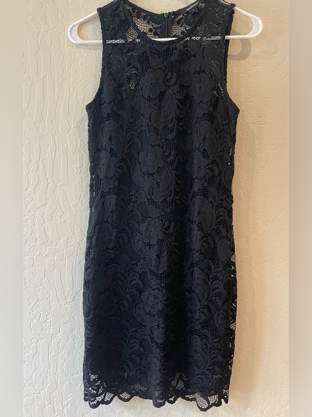 Ambiance Black Floral Lace Shift Dress